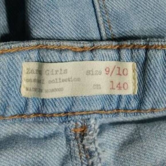 Zara Girls Distressed Denim Skirt Casual Collection Asymmetrical Raw Hem Sz 9 10 - Picture 5 of 7